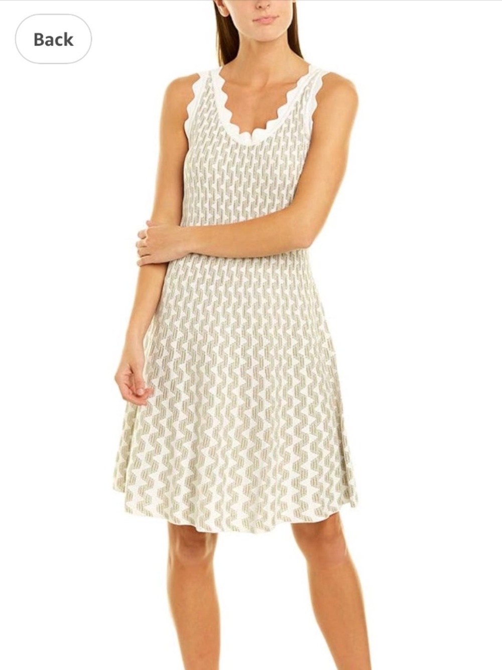 Nic+Zoe women’s spring long twirl dress white and sage green Large Nwt.
